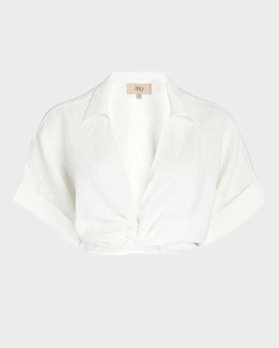 Chiara Linen-Blend Wrap Top